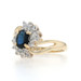 Yellow Gold Sapphire Diamond Halo Bypass Ring - 14k Oval .79ctw