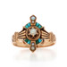 Rose Gold Pearl Turquoise Victorian Cluster Ring - 14k Geometric Antique