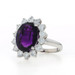 White Gold Amethyst Diamond Halo Ring - 18k Oval