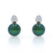 White Gold Cultured Tahitian Pearl Diamond Stud Earrings - 18k Beads Pierced