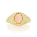 Yellow Gold Angel Skin Coral Vintage Solitaire Ring - 18k Oval Cabochon