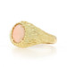 Yellow Gold Angel Skin Coral Vintage Solitaire Ring - 18k Oval Cabochon
