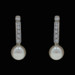 Yellow Gold Cultured Pearl Diamond Dangle Earrings - 14k Beads .12ctw Pierced