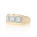 Yellow Gold Diamond Three-Stone Men's Ring - 14k Round Brilliant 1.02ctw