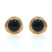 Yellow Gold Onyx Stud Earrings - 14k Rd Cab Intertwined Circles Pierced