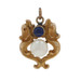 Yellow Gold Pearl Sapphire Edwardian Feather Scroll Pendant - 14k