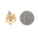 Yellow Gold Pearl Sapphire Edwardian Feather Scroll Pendant - 14k