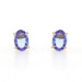 Yellow Gold Tanzanite Stud Earrings - 14k Oval .74ctw Pierced