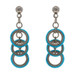 Native American Sterling Turquoise Triple Circle Dangle Earrings - 925 Pierced