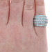 White Gold Blue Zircon Diamond Cocktail Band - 14k Round 4.76ctw Stripes Ring