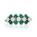 White Gold Diamond Emerald Vintage Cluster Cocktail Ring - 18k Round 1.14ctw