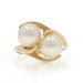 Yellow Gold Cultured Pearl Two-Stone Bypass Ring - 14k