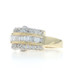 Yellow Gold Diamond Cluster Cocktail Band - 14k Baguette & Round 1.52ctw Ring