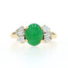 Yellow Gold Jadeite Diamond Vintage Ring - 18k Oval Cabochon