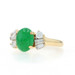 Yellow Gold Jadeite Diamond Vintage Ring - 18k Oval Cabochon