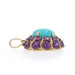 Yellow Gold Turquoise Amethyst Halo Pendant - 14k Oval Cabochon Floral