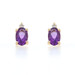 Yellow Gold Amethyst Diamond Stud Earrings - 14k Oval .57ctw Pierced