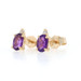 Yellow Gold Amethyst Diamond Stud Earrings - 14k Oval .57ctw Pierced