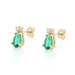 Yellow Gold Lab-Created Emerald Diamond Earrings - 14k Pear Pierced