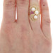 Yellow Gold Pearl Ruby Diamond Cluster Cocktail Ring - 14k
