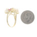 Yellow Gold Pearl Ruby Diamond Cluster Cocktail Ring - 14k