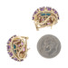 Yellow Gold Turquoise Amethyst Halo Stud Earrings - 14k Oval Cab Floral Pierced
