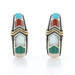 Asch Grossbardt Turquoise Coral MOP Chevron J-Hoop Earrings 925 18k Pierced