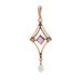 Yellow Gold Amethyst Pearl Art Deco Lavaliere Pendant 10k Sq Cushion Cab Vintage