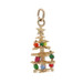 Yellow Gold Glass Vintage Christmas Tree Pendant - 14k Beads Winter Holiday