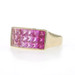 Yellow Gold Ombre Pink Sapphire Cluster Cocktail Band -14k Princess 4.20ctw Ring