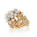 Yellow Gold Pearl Diamond Vintage Cluster Cocktail Ring - 14k Floral
