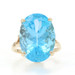 Yellow Gold Swiss Blue Topaz Cocktail Solitaire Women's Ring - 14k Oval