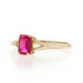 Yellow Gold Lab-Created Ruby Solitaire Ring - 10k Emerald Cut .52ct