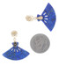 Yellow Gold Lapis Lazuli Vintage Fan Dangle Earrings - 14k Chinese Character Fu