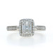 White Gold Diamond Cluster Halo Engagement Ring - 14k Baguette .62ctw Cathedral