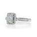 White Gold Diamond Cluster Halo Engagement Ring - 14k Baguette .62ctw Cathedral
