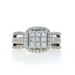 White Gold Diamond Cluster Halo Engagement Ring - 14k Princess & Round 1.00ctw