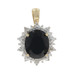 Yellow Gold Onyx Diamond Pendant - 14k Oval Faceted