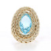 Yellow Gold Blue Topaz Cocktail Solitaire Ring- 14k Marquise Checkerboard 5.20ct