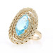 Yellow Gold Blue Topaz Cocktail Solitaire Ring- 14k Marquise Checkerboard 5.20ct