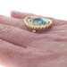 Yellow Gold Blue Topaz Cocktail Solitaire Ring- 14k Marquise Checkerboard 5.20ct