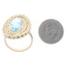 Yellow Gold Blue Topaz Cocktail Solitaire Ring- 14k Marquise Checkerboard 5.20ct