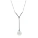 White Gold Pearl Diamond Y-Drop Necklace 17" - 14k .16ctw