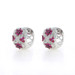 White Gold Ruby Diamond Flower Huggie Hoop Earrings - 14k Rd Blossoms Pierced