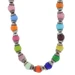 Sterling Silver Multicolor Glass Necklace 18" - 925 Rainbow Beads