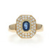 Yellow Gold Sapphire Diamond Double Halo Ring - 18k Oval .77ctw