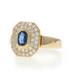 Yellow Gold Sapphire Diamond Double Halo Ring - 18k Oval .77ctw