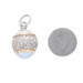 Yellow Gold Sterling Silver Mabe Pearl Solitaire Acorn Pendant - 925 14k Leaves