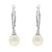 White Gold Pearl Diamond Dangle Earrings - 14k .10ctw Pierced