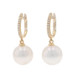 Yellow Gold Diamond Cultured Freshwater Pearl Hoop Earrings 14k Round Pierced